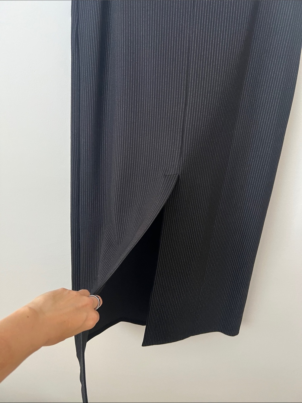 Mango Black Pinstripe Skirt Set - Cropped Vest & Midi Skirt - Picture 3 of 10